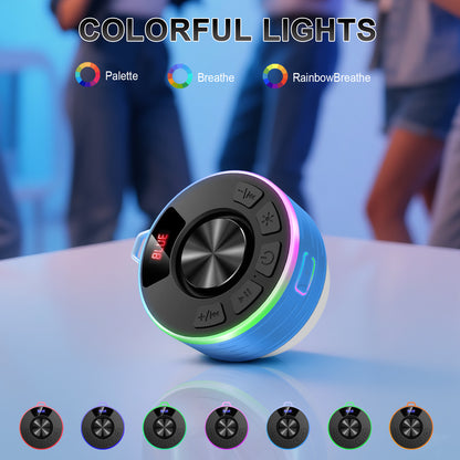 Tukio Bluetooth Speaker, lPX7 Waterproof Shower Portable Speaker with LED Light, Bluetooth 5.4 HD Stereo Sound, Digital Display with Suction Cup, Wireless Speaker for Outdoor Party Beach Bathroom