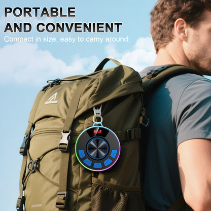 Tukio Bluetooth Speaker, lPX7 Waterproof Shower Portable Speaker with LED Light, Bluetooth 5.4 HD Stereo Sound, Digital Display with Suction Cup, Wireless Speaker for Outdoor Party Beach Bathroom